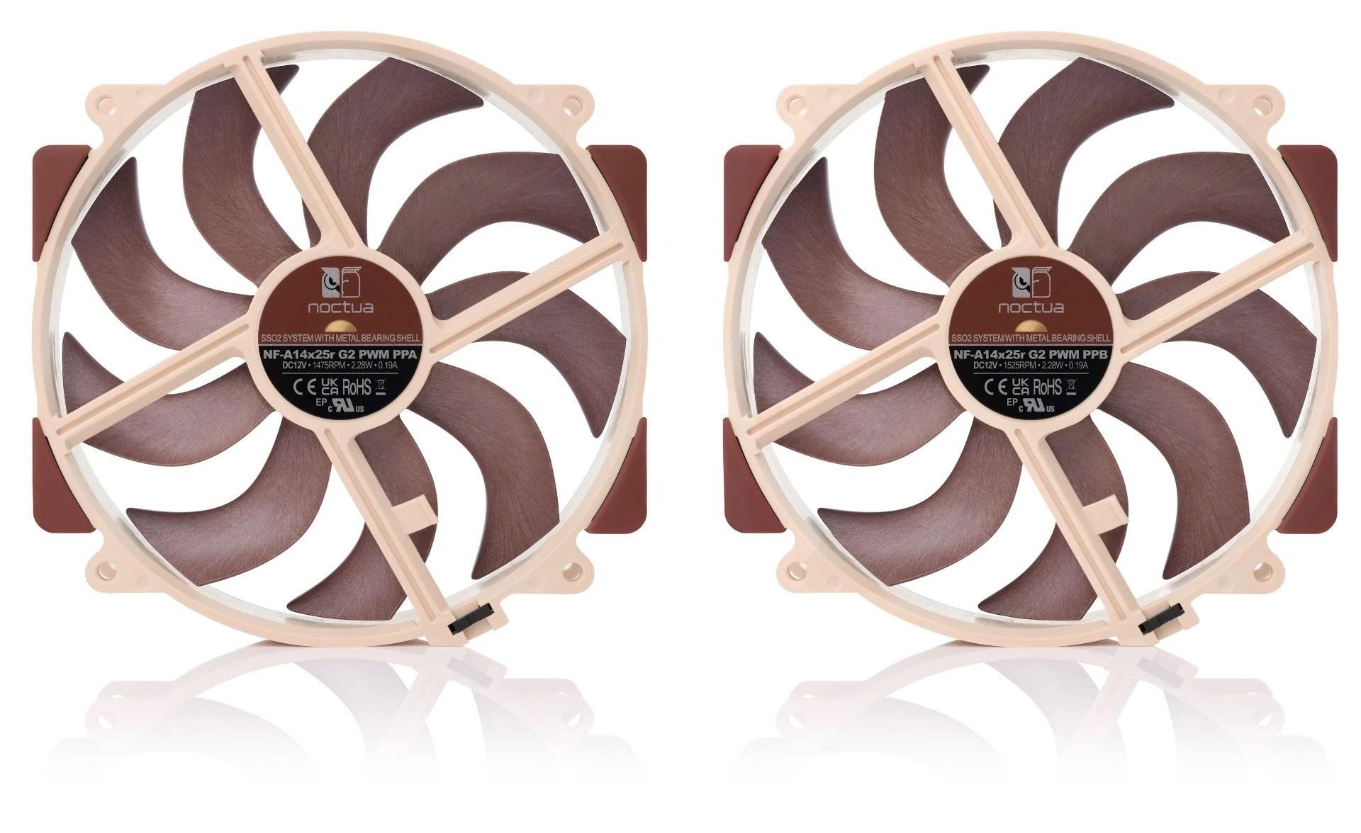 Комплект вентилатори Noctua NF-A14x25r G2 PWM Sx2-PP, 2 x Fan 140mm-3