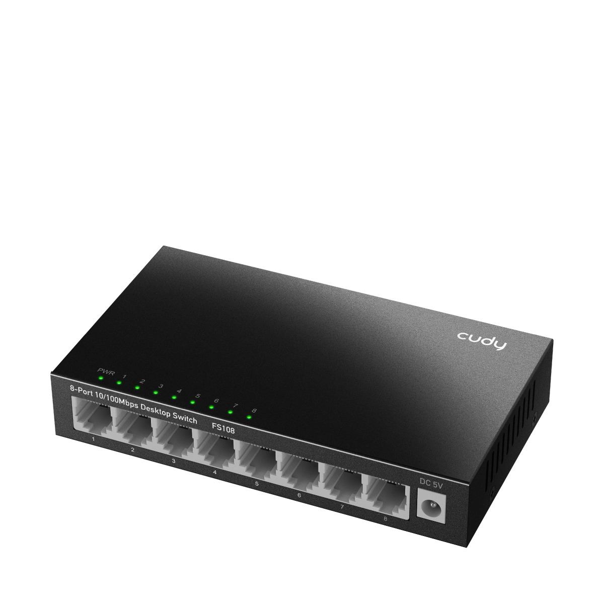 Суич Cudy FS108, 8-портов 10/100 Mbps RJ 45, Метален корпус, Черен-2