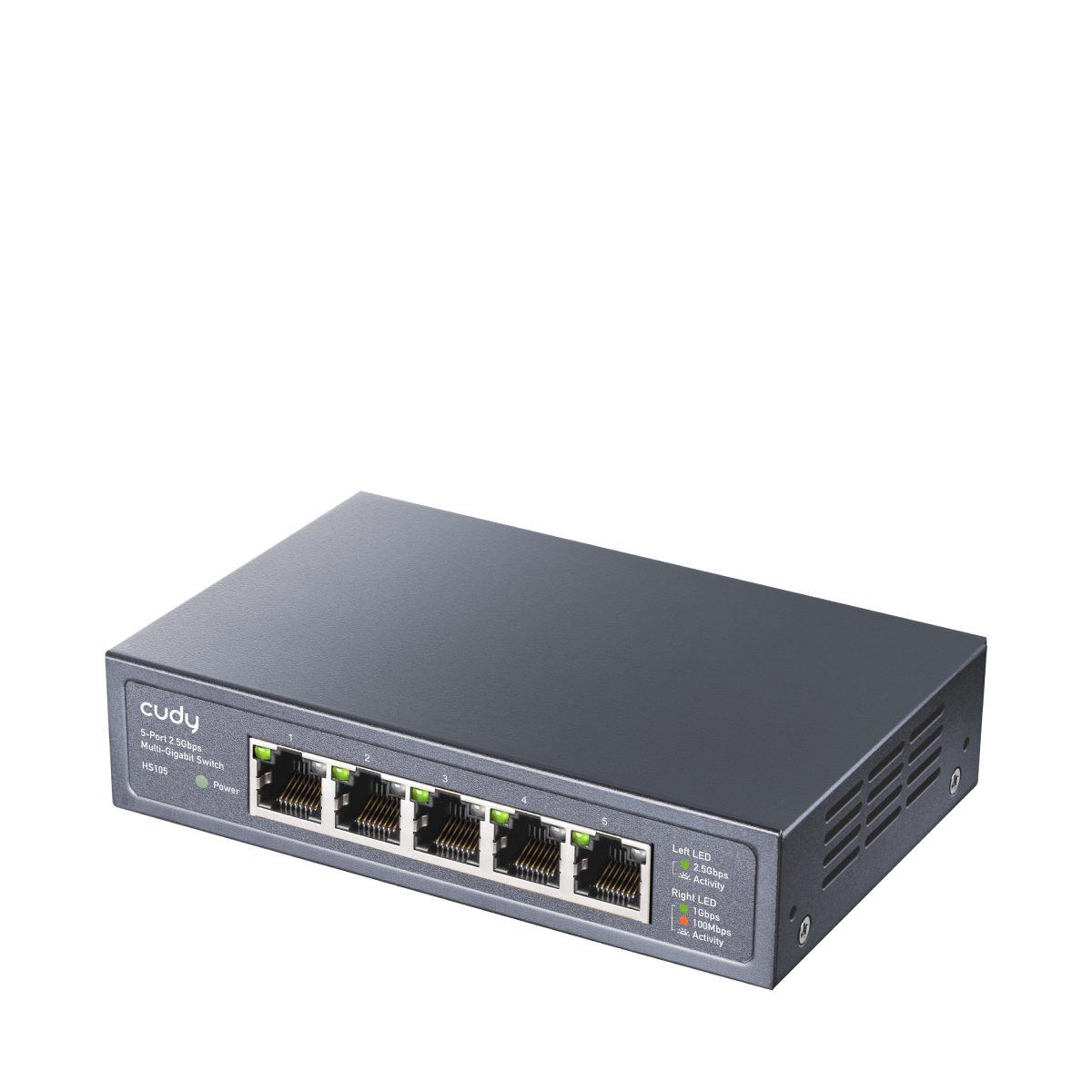 Суич Cudy HS105, 5x2.5G портов Gigabit Ethernet (RJ45), Метален корпус-2