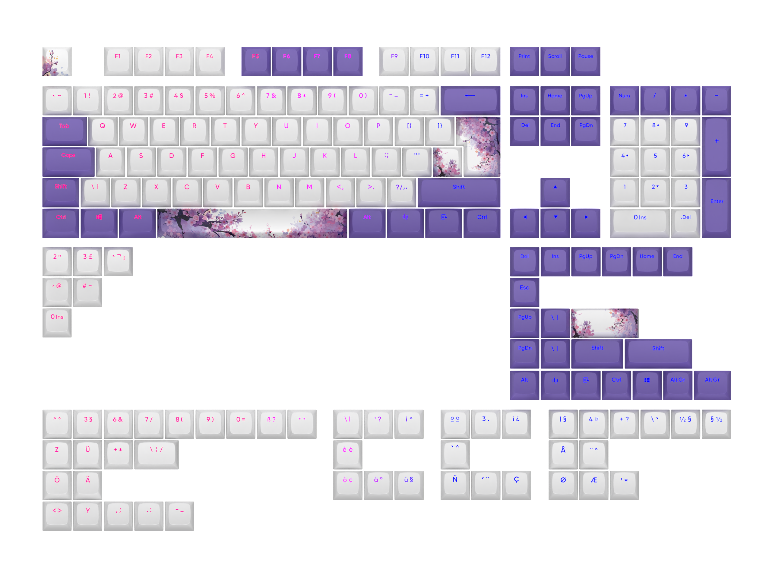 Капачки за механична клавиатура Dark Project - Violet Horizons PBT - ANSI &amp; ISO-2