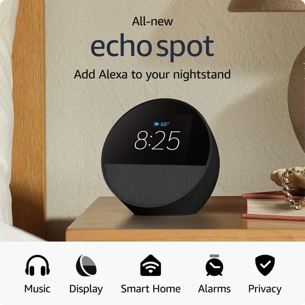 Смарт часовник Amazon Echo Spot 2024, Alexa асистент, Черен-4