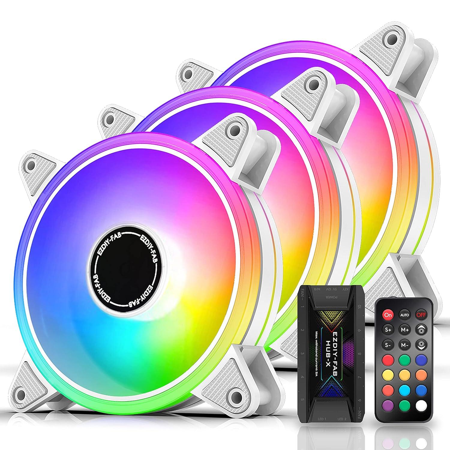 Комплект вентилатори EZDIY-FAB Moonlight White RGB PWM 120mm - 3 Pack