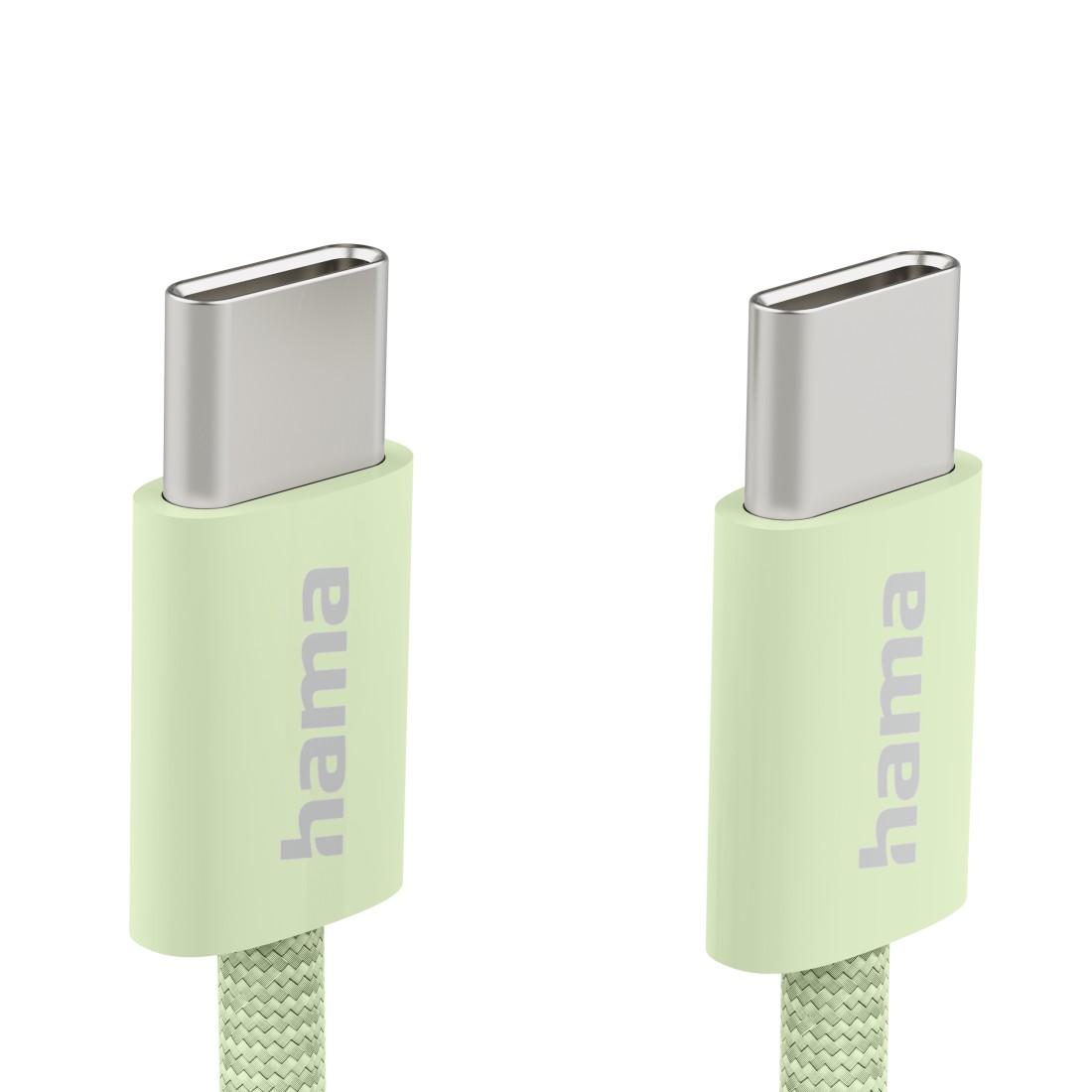 HAMA Кабел за зареждане &quot;Fabric&quot;, USB-C - USB-C, 1 m, Nylon, зелен-4