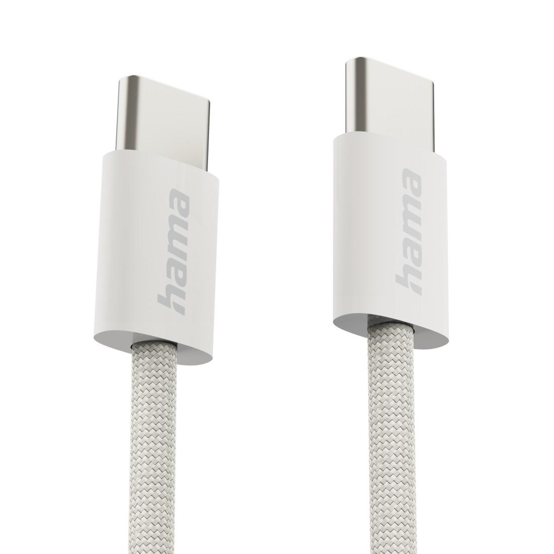 HAMA Кабел за зареждане &quot;Fabric&quot;, USB-C - USB-C, 1 m, Nylon, сив-2