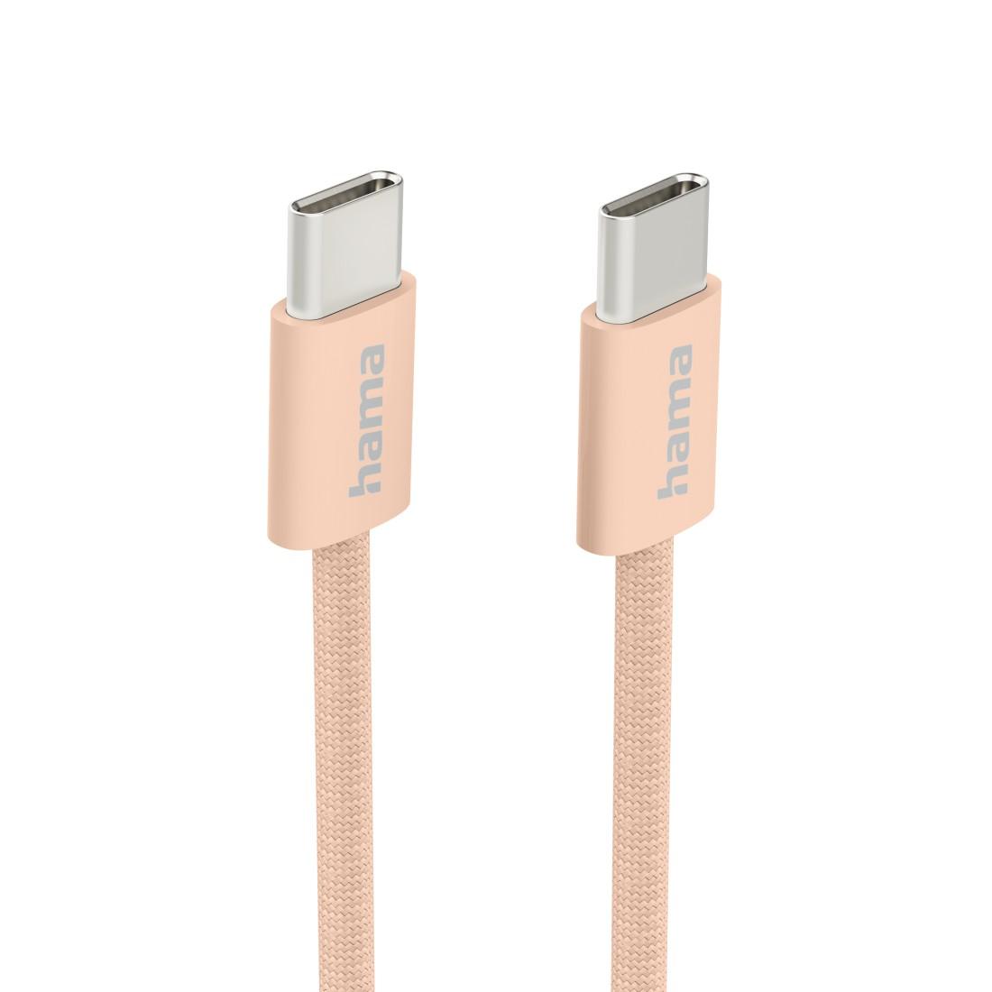 HAMA Кабел за зареждане &quot;Fabric&quot;, USB-C - USB-C, 1 m, Nylon, оранжев-2