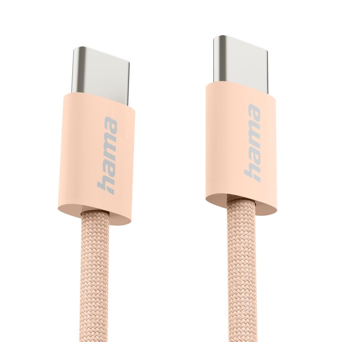 HAMA Кабел за зареждане &quot;Fabric&quot;, USB-C - USB-C, 1 m, Nylon, оранжев-3