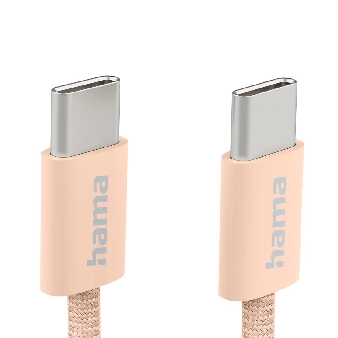 HAMA Кабел за зареждане &quot;Fabric&quot;, USB-C - USB-C, 1 m, Nylon, оранжев-4