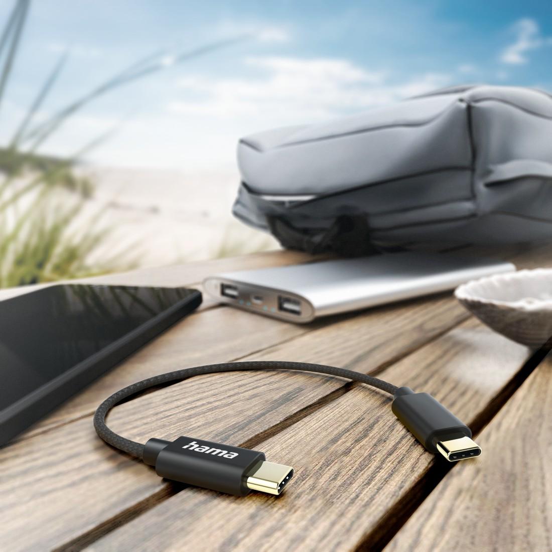 HAMA Кабел за зареждане, USB-C -USB-C, 0.2м, черен-2