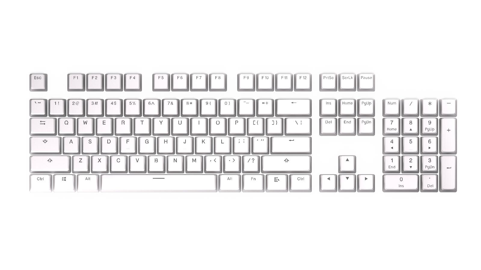 Капачки за механична клавиатура ENDORFY - 124 бр PBT - Onyx White-4