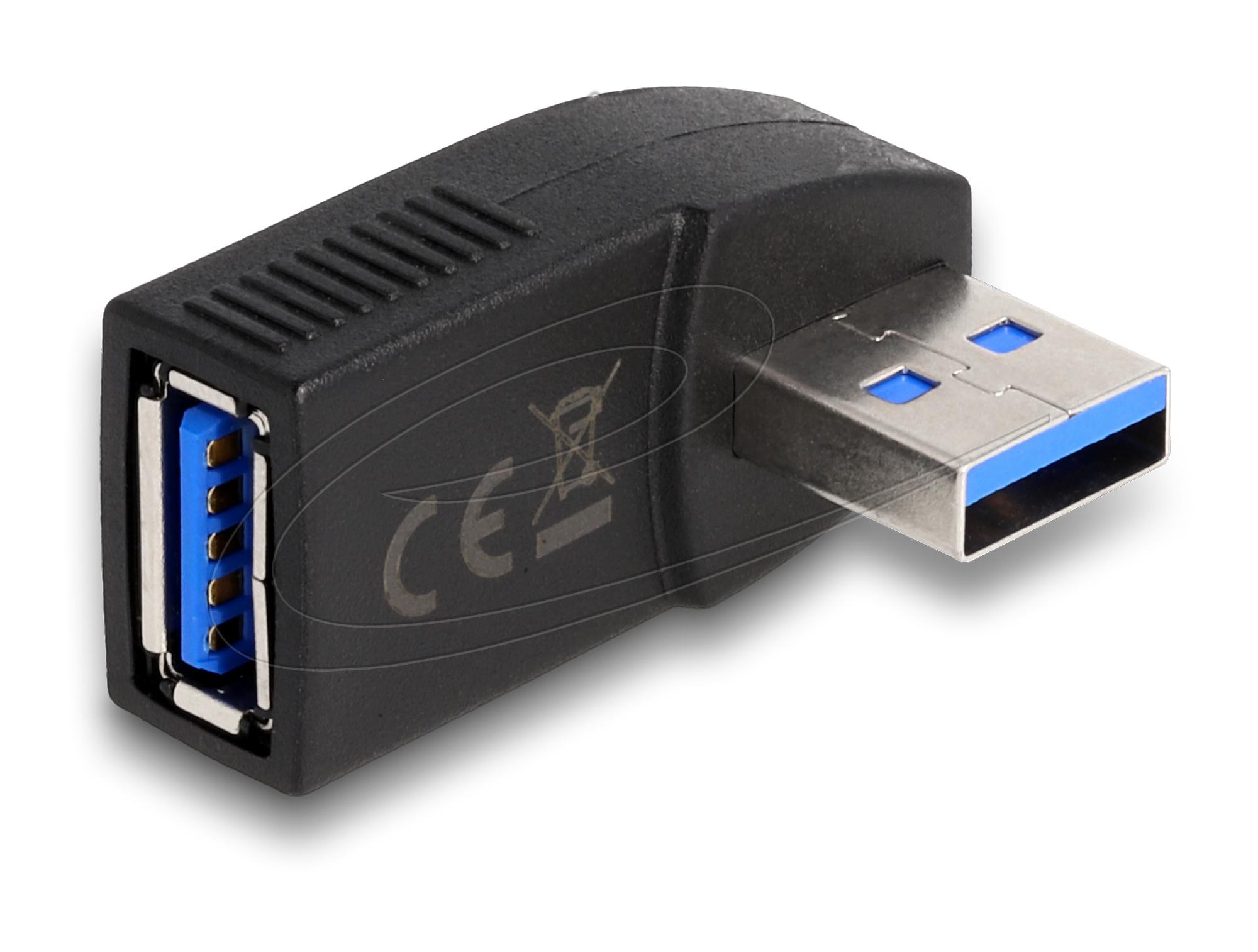 Адаптер Delock USB 3.0 мъжко-женско под ъгъл 270&deg;, хоризонтално