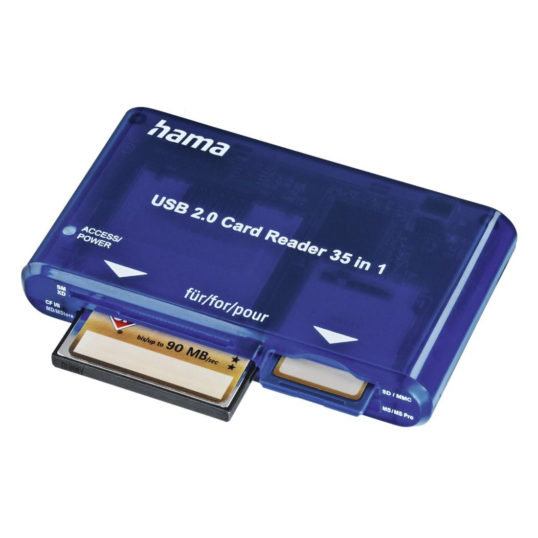 Четец за карти HAMA 35 in 1, USB 2.0, Син-2
