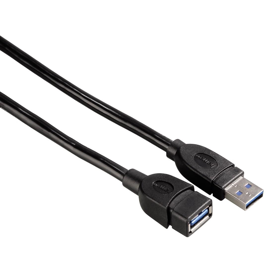 Удължителен кабел HAMA 54505, USB-A мъжко - USB-А женско,1.8 м, Екраниран, Черен