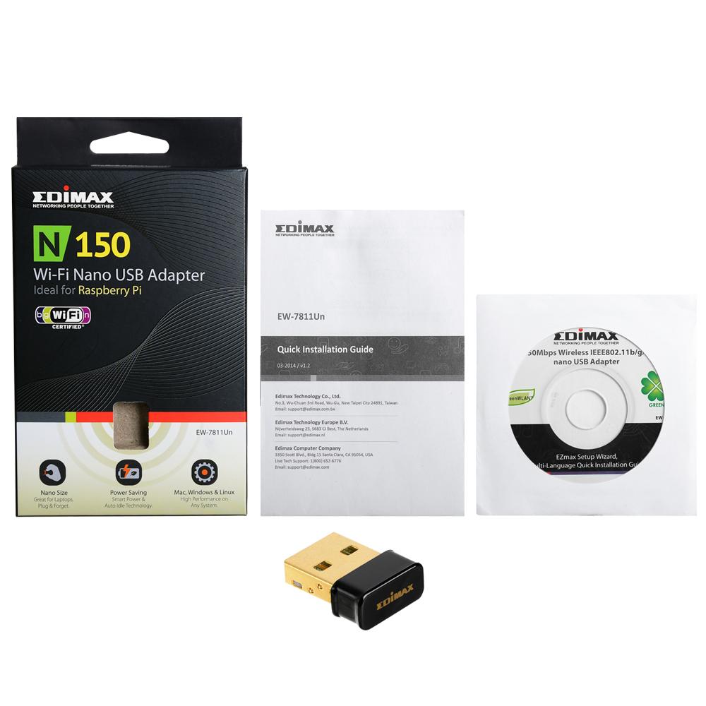Безжичен нано адаптер EDIMAX EW-7811UN, USB, Realtek, 2.4Ghz, 802.11n/g/b-2