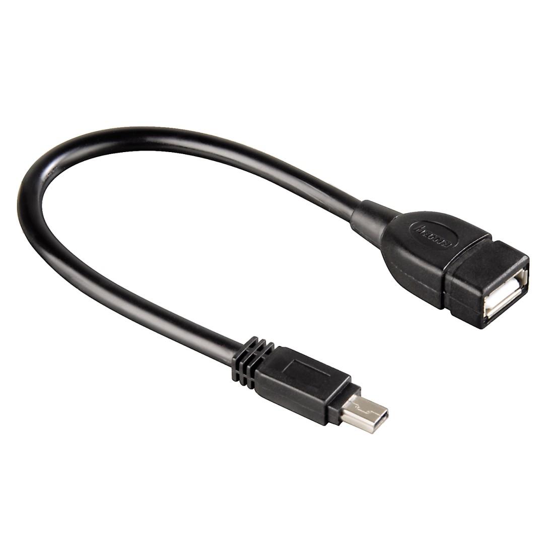 OTG кабел HAMA, mini USB B мъжко - USB A женско, 3 звезди, Черен-1