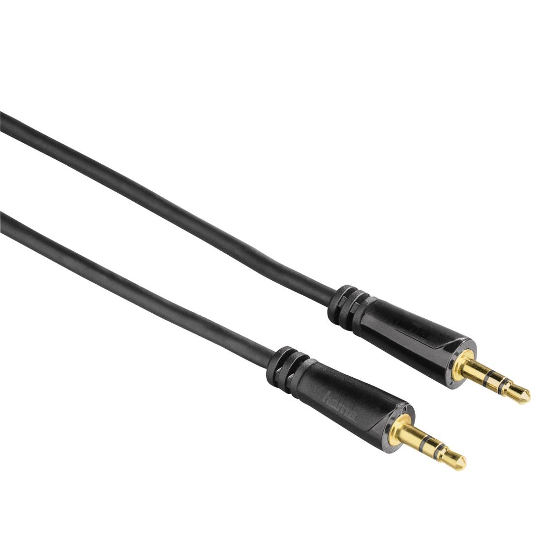 Аудио кабел HAMA, 2 x 3.5мм жак мъжко, 1.5м, Черен